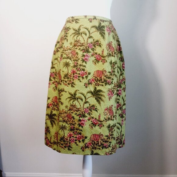 Sharon Young, SZ 12, 3 PC Suit, Skirt, Top & Jacket, Elephant & Palm Tree Print - Picture 4 of 16